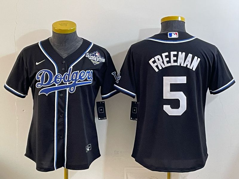 Youth Nike 2026 Los Angeles Dodgers #5 Freeman Black Game MLB Jersey 03